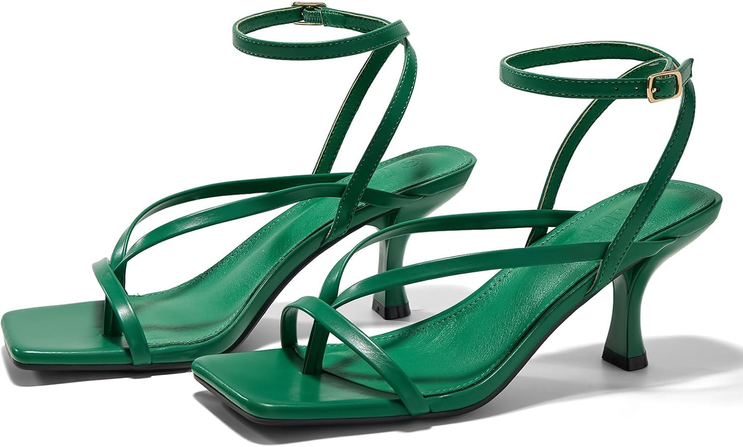 Women's Lace Up Heeled Sandals Square Toe Flip Flop Kitten Heel Ankle Strap Dress Shoes | Amazon (US)