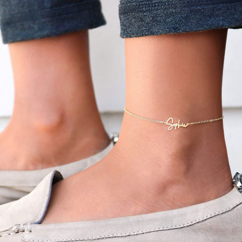 Women's Anklet Anklet With Name Personalized Summer Beach Name Anklet Silver & Gold Anklets for W... | Etsy (US)