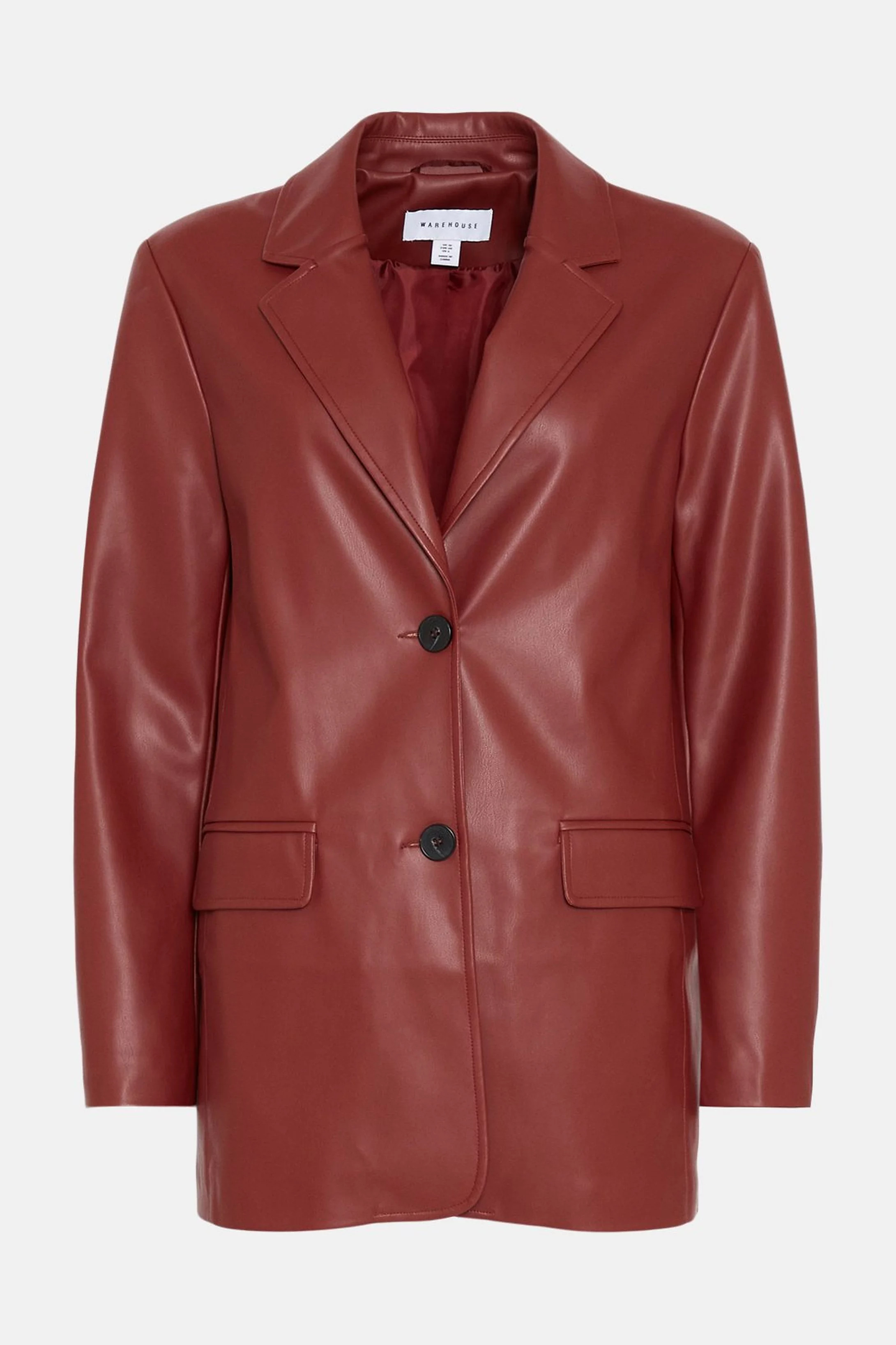 Single Breasted Modern Faux Leather Blazer | Warehouse UK & IE