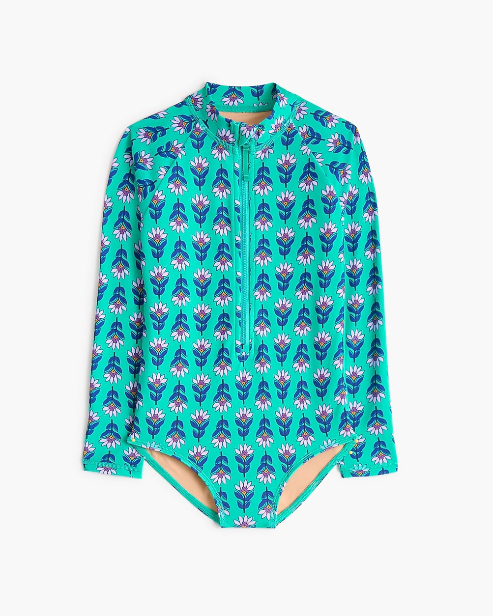 Girls' block-print rash guard swimsuit | J.Crew Factory