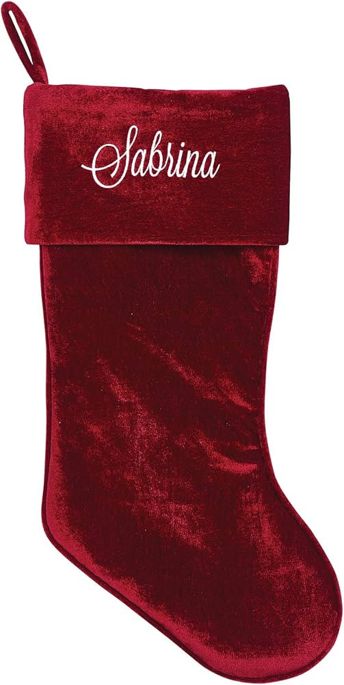 Personalized Planet Red Velvet Christmas Stocking with Custom Name Embroidered | Family Stockings... | Amazon (US)