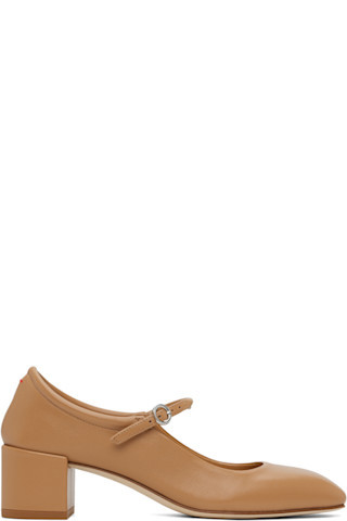 Aeyde - Brown Aline Leather Mary-Jane Heels | SSENSE