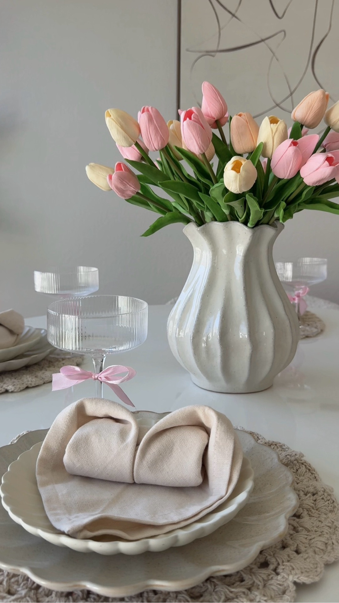 Valentine’s Day table decor. 💕🌷Sweet, simple and full of love! 🫶🏻 

Home decor | table set up | Valentine’s Day | dinning table | home inspo | aesthetic home 

#LTKHome #LTKU