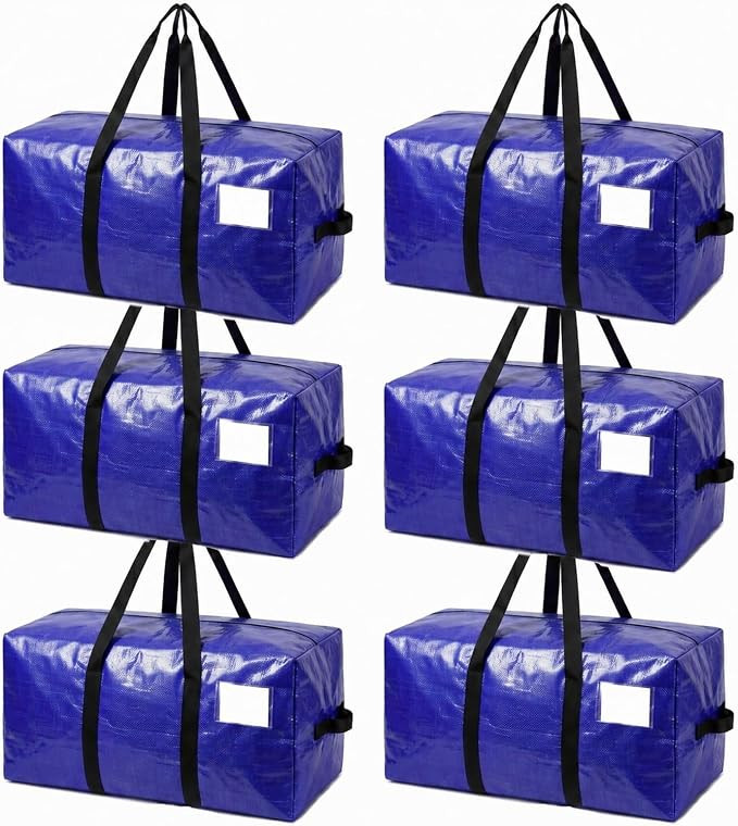 6 Pack Moving Bags Heavy Duty, Extra Large Storage Totes Bag with Zippers and Sturdy Handles, Pac... | Amazon (US)