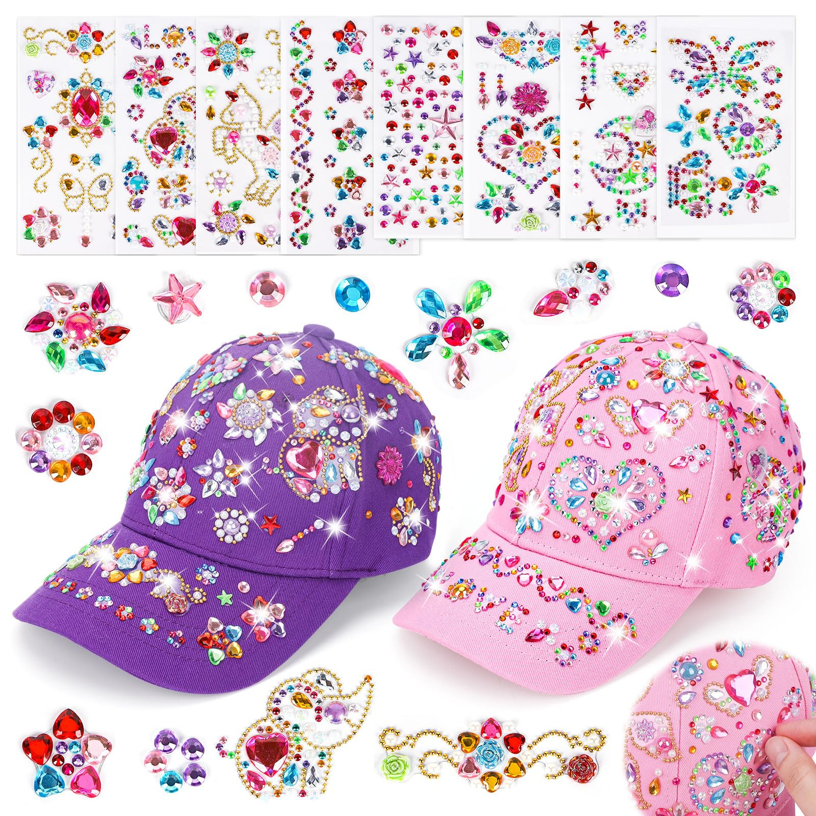 DIY Gem Baseball Cap Craft Kit: Design Your Own Hats with Unicorn Stickers, Adjustable Kids Baseb... | Amazon (US)