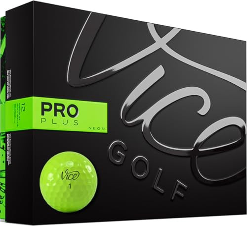 VICE Golf PRO Plus 2020 | 12 Golf Balls | Features: 4-Piece cast Urethane, Maximum Distance, Reduced Driver Spin | More Colors: NEON RED, White | Profile: Designed for Advanced Golfers | Amazon (US)