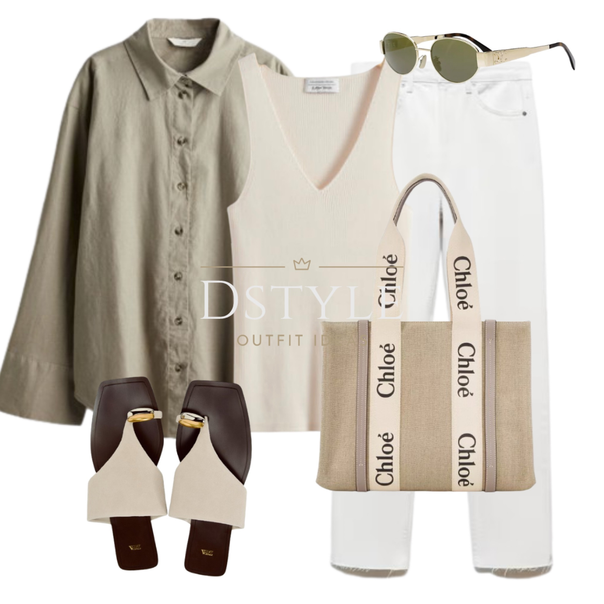 Linen blend shirt, white rib knit top, white jeans, slide sandals, trendy sunglasses, tote bag. Ootd, summer look, spring outfit, summer outfit, linen love, comfy yet chic look

#LTKfindsunder50 #LTKstyletip #LTKitbag