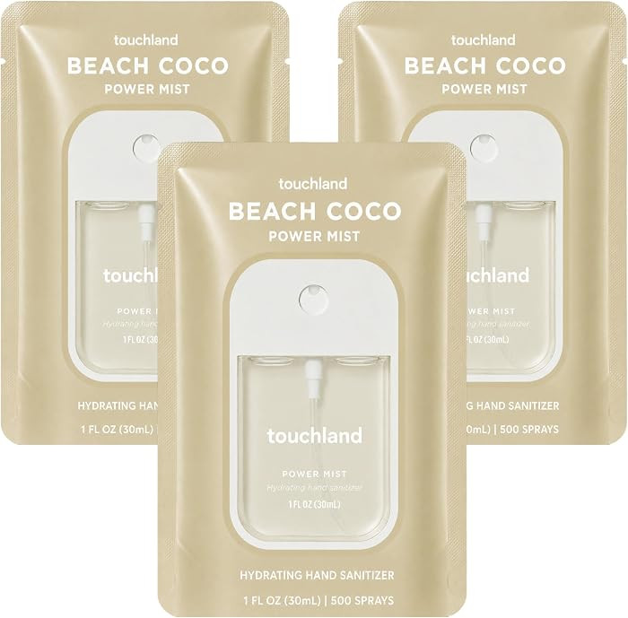 Touchland Beach Coco Hydrating Hand Sanitizer Spray, 3 Pack Travel Size | Amazon (US)