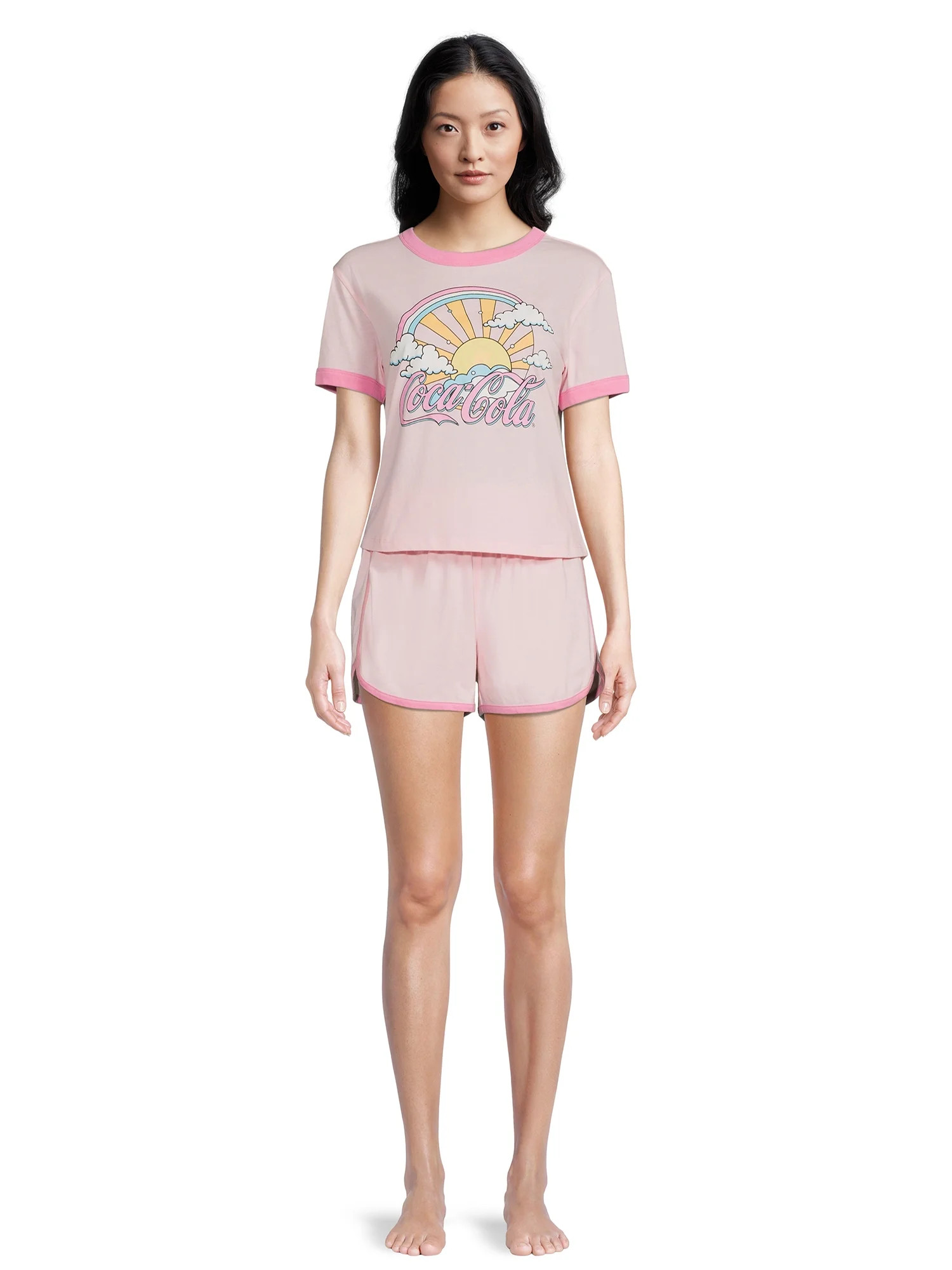 Coca-Cola Women's Ringer Tee and Lounge Set, 2-Piece | Walmart (US)
