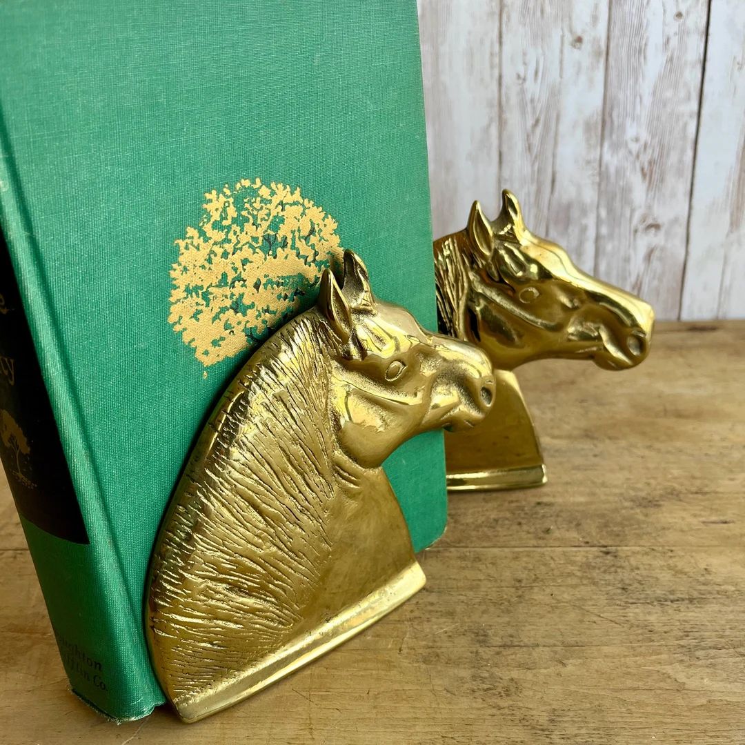 Vintage Bookends, Midcentury Brass , Bookends, Brass Horse Head  Bookends, Free Shipping | Etsy (US)