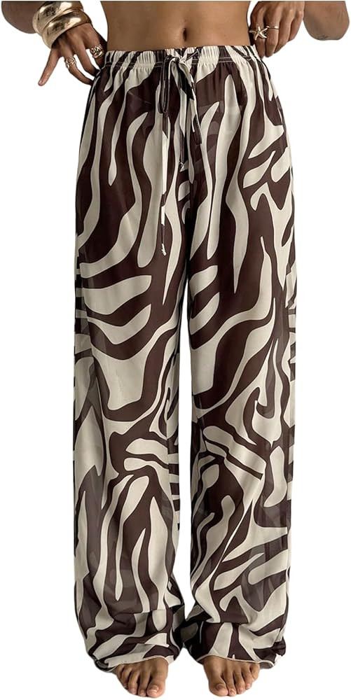 GORGLITTER Women's Beach Cover Up Pants Swimsuits Boho Summer Graphic Print Bathing Suit Bikini B... | Amazon (US)