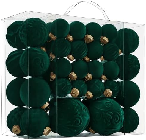 Velvet Christmas Ball Ornaments - 46pcs Flocked Christmas Tree Decorations Set Assorted Shatterpr... | Amazon (US)