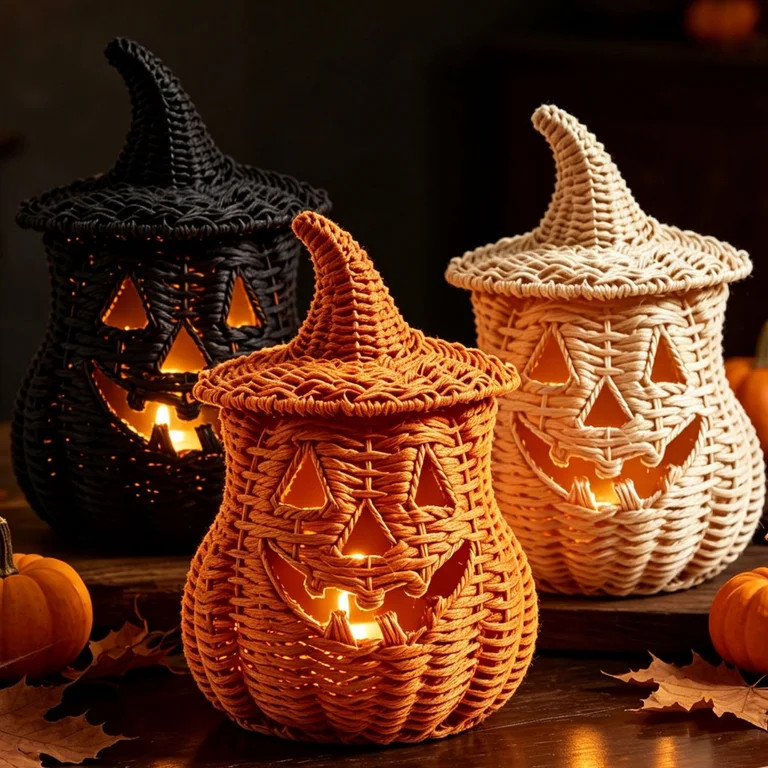 2026 New Handcrafted Pumpkin Rattan Witch Hat Light Up - Halloween Handmade Woven Pumpkin Seagras... | Walmart (US)
