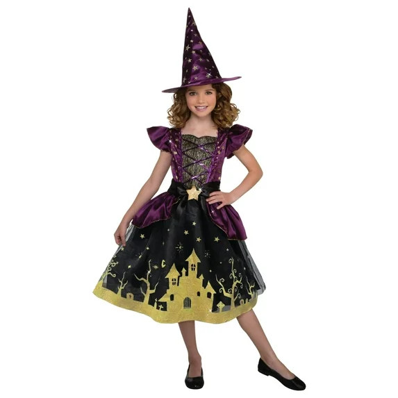 Glow in the Dark Starry Witch Halloween Costume for Children, Girls' Size M (7/8), by Way to Cele... | Walmart (US)