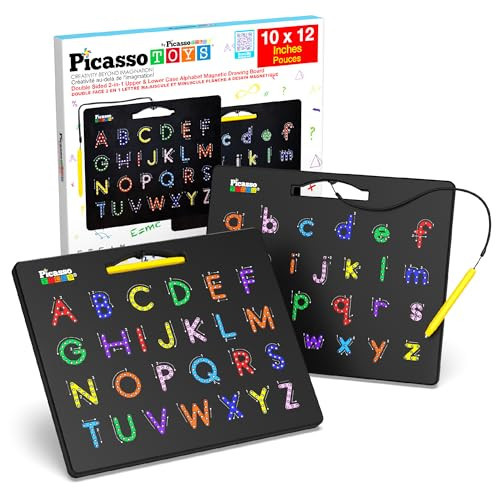 PicassoTiles Magnetic Alphabet Board 12x10 in Dual Sided Learning Pad with Upper and Lowercase Letter Tracing Stylus Pen Reusable Erasable Educational Toy Kids Preschool Montessori Writing Tool PTB03 | Amazon (US)