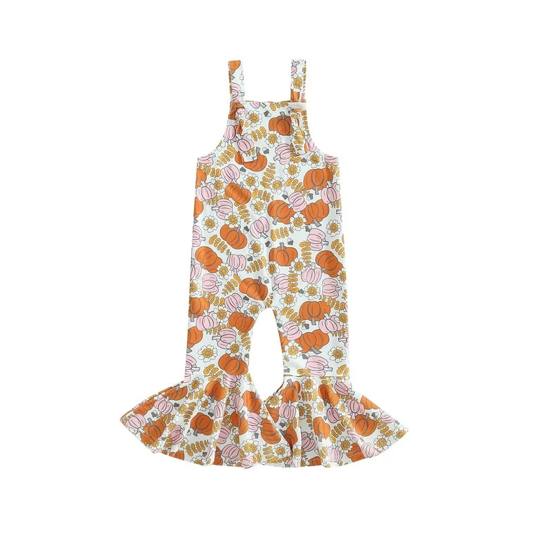 Toddler Baby Girls Sleeveless Bell Bottoms Jumpsuit Overalls Summer Outfits | Walmart (US)