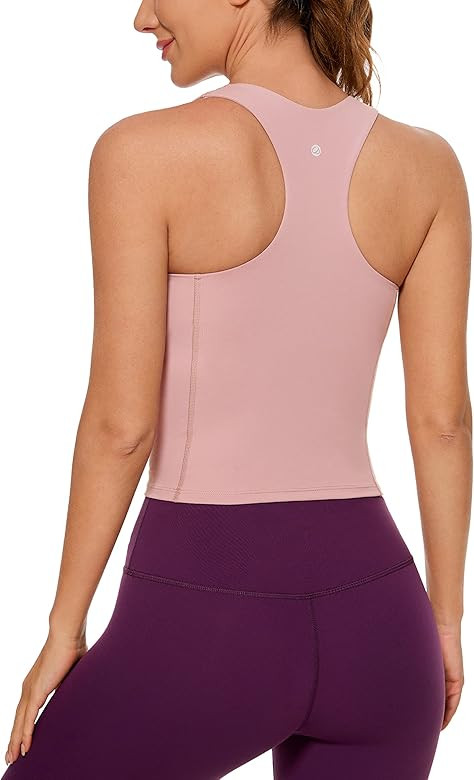 CRZ YOGA Womens Ulti-Dry High Neck Workout Tank Tops - Racerback Padded Yoga Athletic Slim Fit Ca... | Amazon (US)