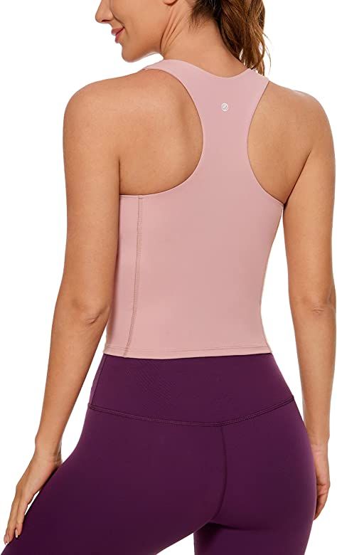 CRZ YOGA Womens Ulti-Dry High Neck Workout Tank Tops - Racerback Padded Yoga Athletic Slim Fit Ca... | Amazon (US)