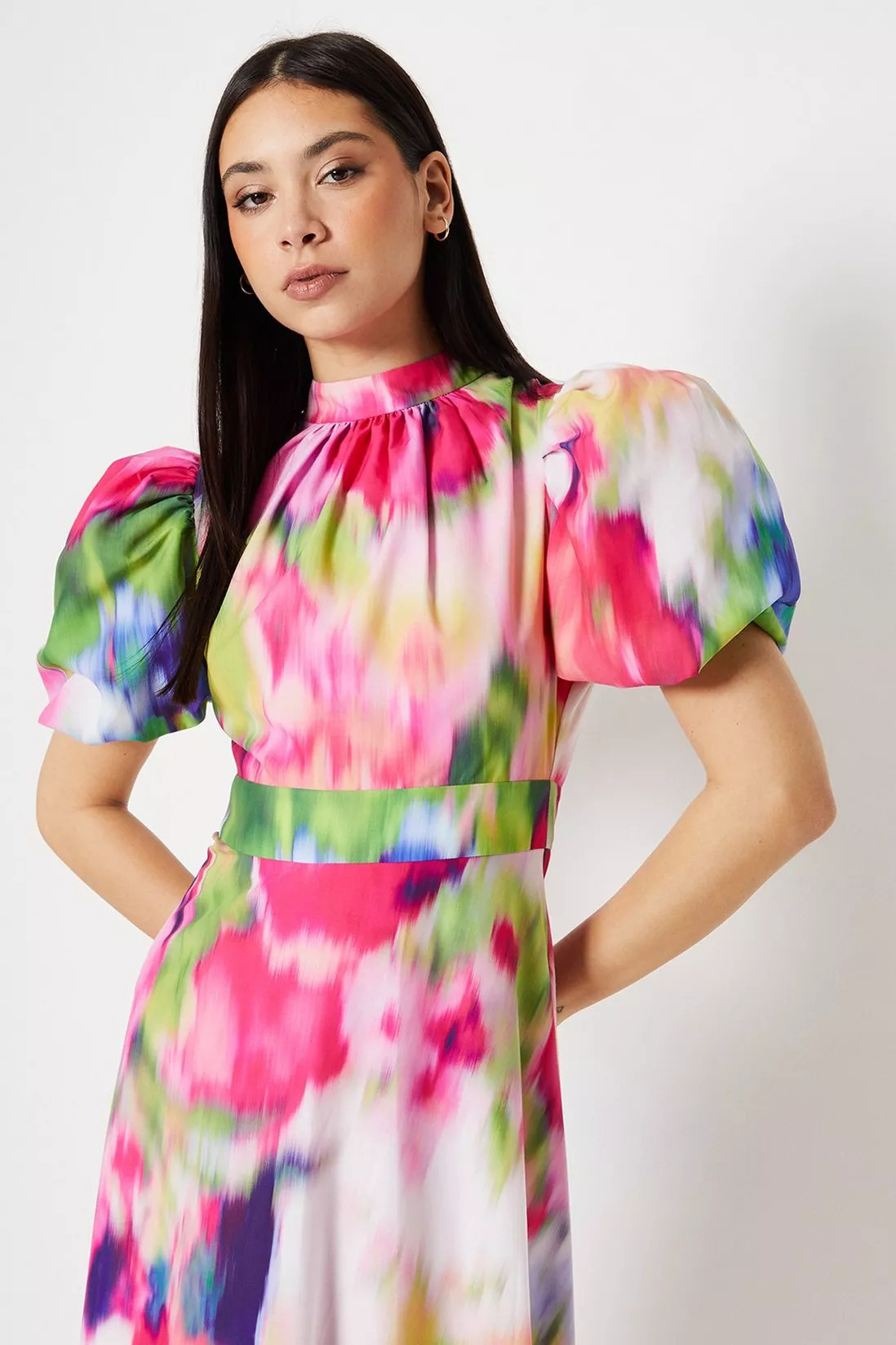 Dresses | Blurred Floral Puff Sleeve Midi Dress | Coast | Coast UK & IE