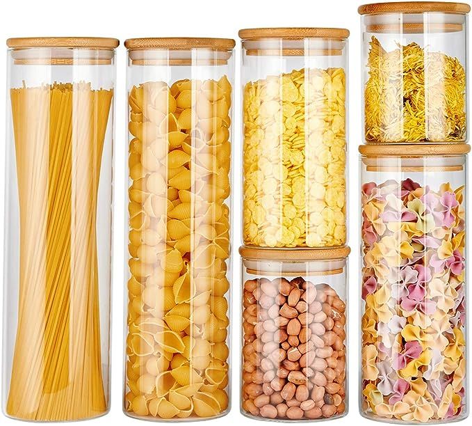 copdrel Glass Food Storage Jars Containers, Glass Storage Jar with Airtight Bamboo Lids Kitchen G... | Amazon (US)