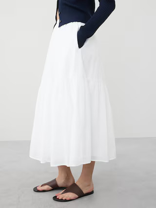 Voile Tiered Midi Skirt | Banana Republic Factory