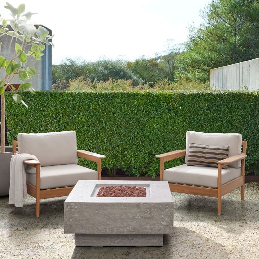 Square Pedestal Fire Pit Table | West Elm (US)