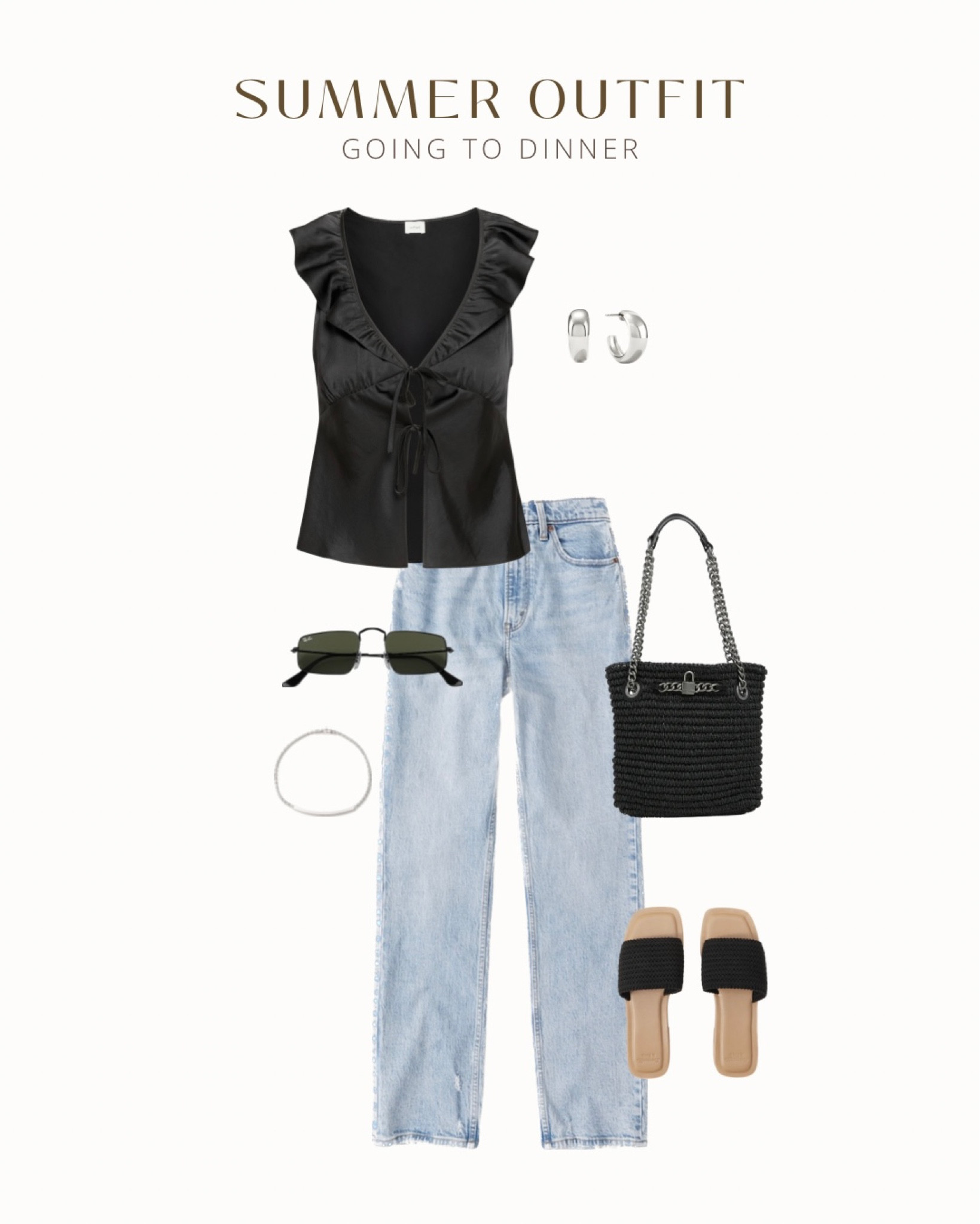 summer dinner outfit idea! casual but still chic - could also swap the slides for heels!

#LTKstyletip #LTKSeasonal