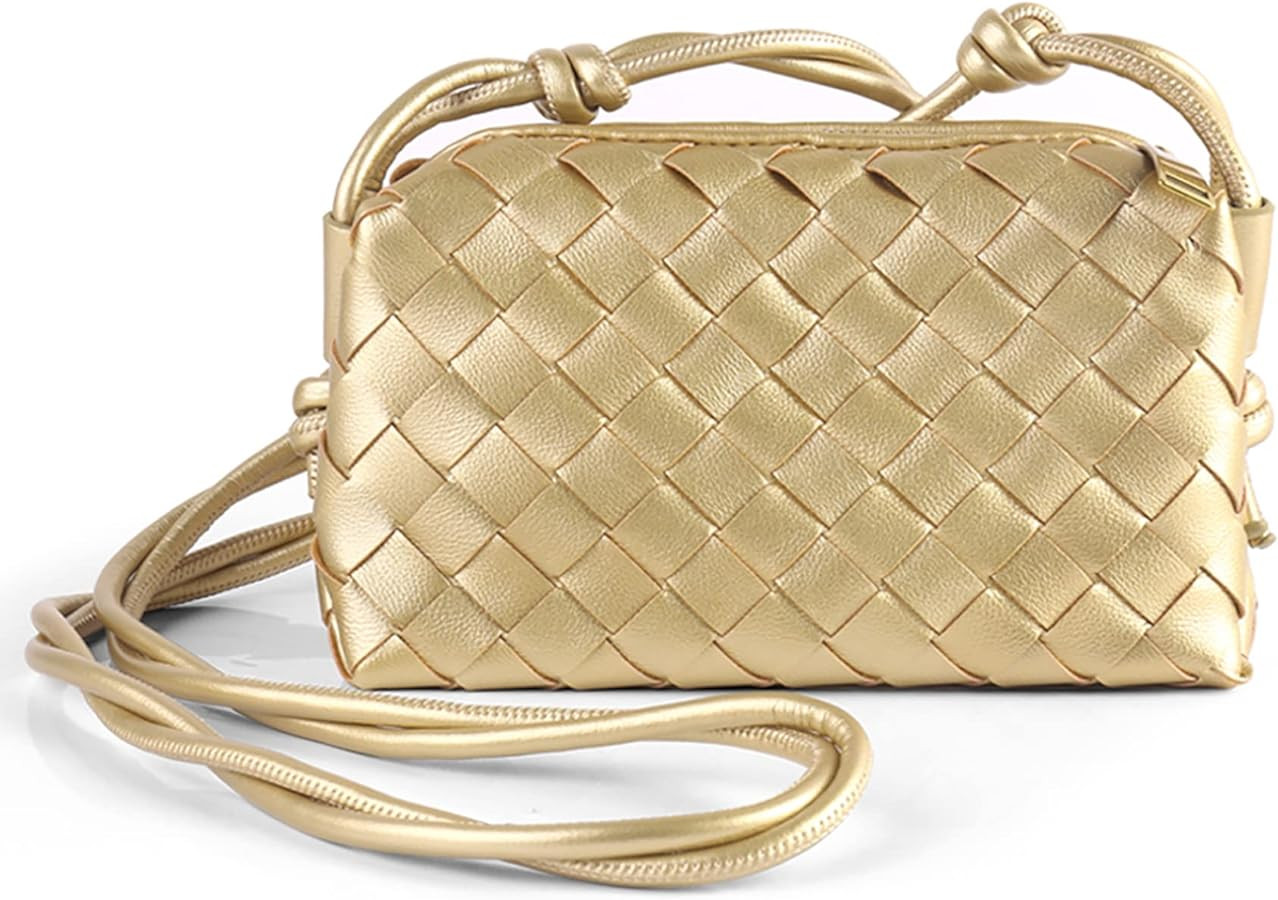 Woven Crossbody Bags For Women, Small Handmade Purse Clutch Shoulderbag Handbag, Zipper Closure | Amazon (US)