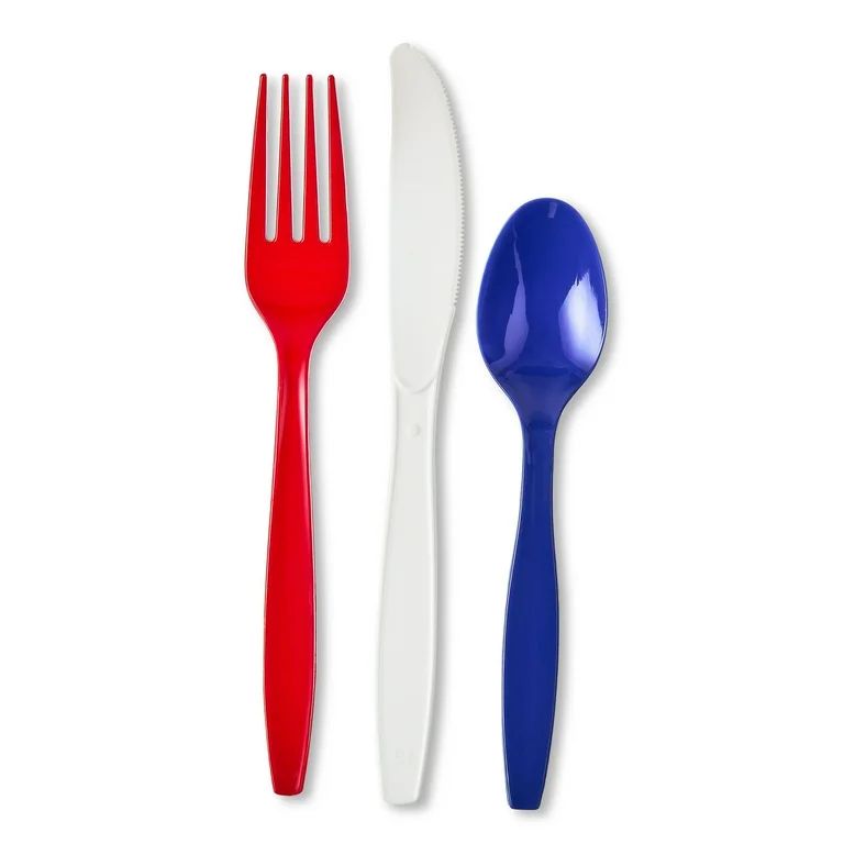 Patriotic Red, White & Blue Cutlery Set with Forks, Knives & Spoons, 24 Count, by Way To Celebrat... | Walmart (US)