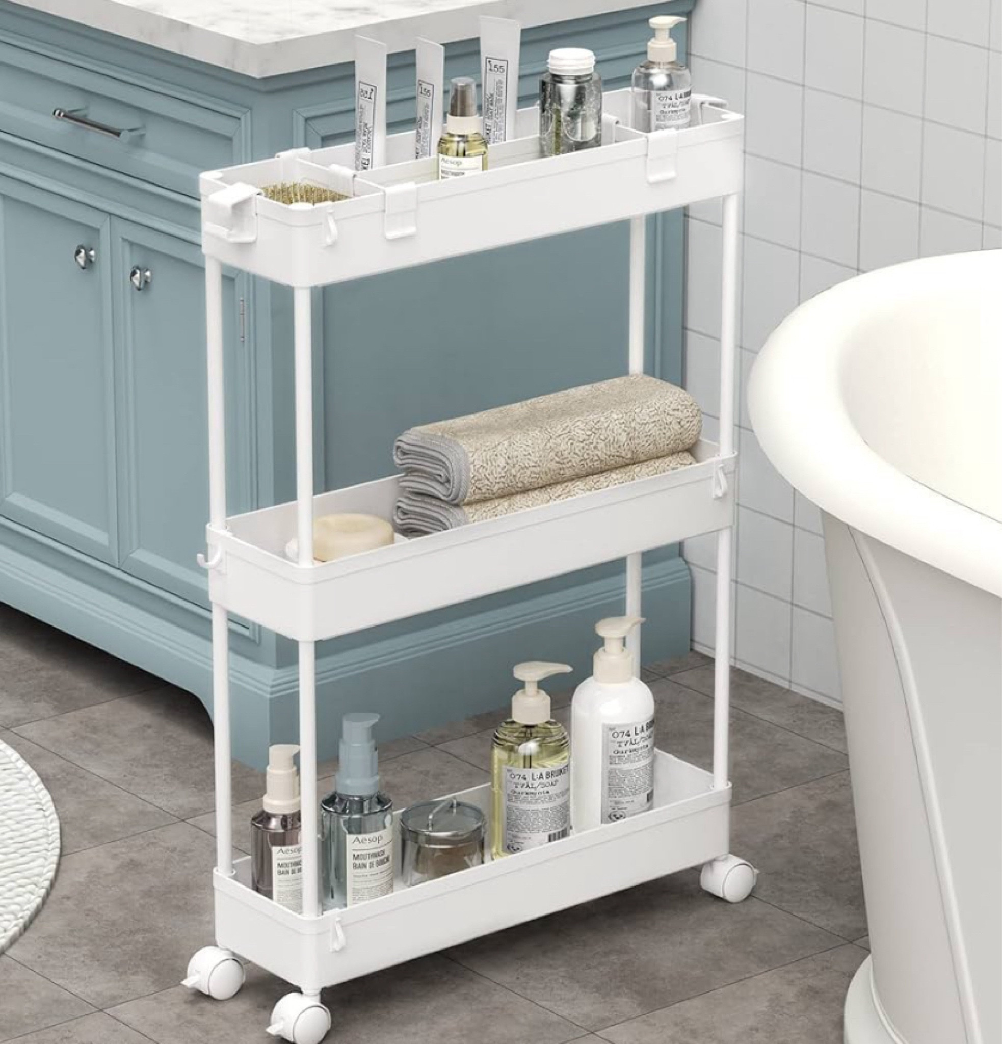 SPACELEAD Slim Storage Cart,3 Tier Bathroom Rolling Utility Cart Slide Out Cart, Mobile Shelving Unit Organizer Trolley for Office Bathroom Kitchen Laundry Room Narrow Places, White

#LTKHome #LTKGiftGuide