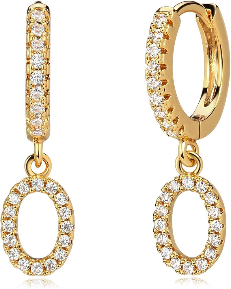 MYEARS Women Huggie Hoop Earrings Gold Initial A-Z Dangle Drop Cubic Zirconia 14K Gold Filled Sma... | Amazon (US)