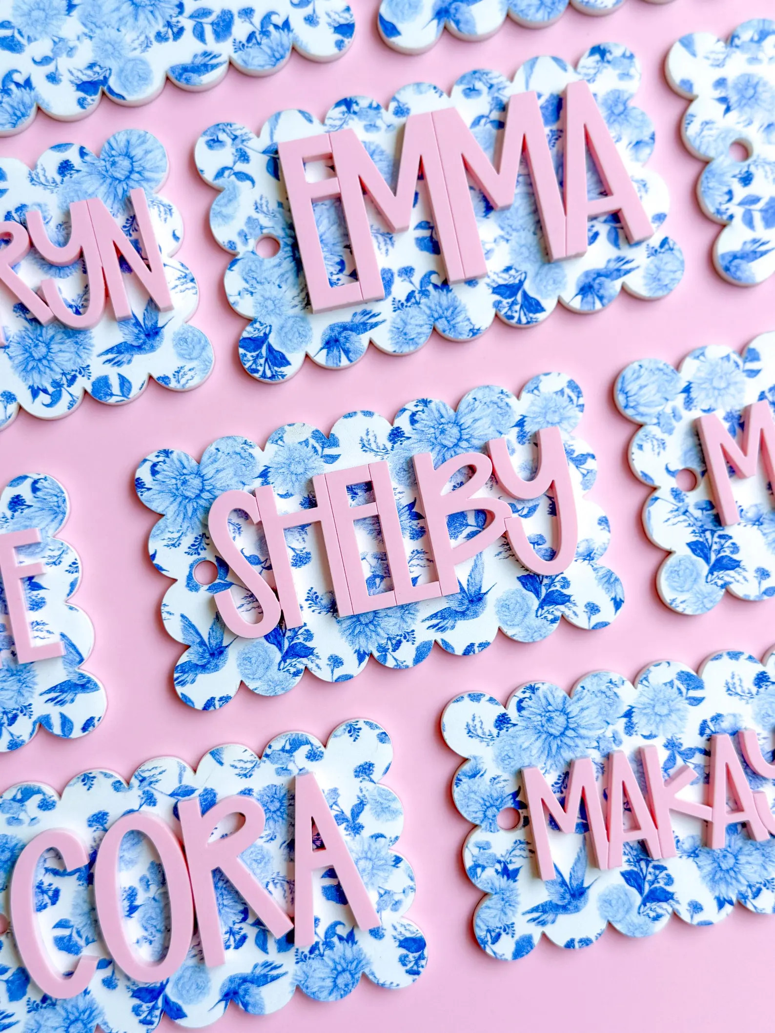 Chinoiserie Backpack Keychain Name Tag | Acrylic Name Keychain | Personalized Acrylic Name Tag | ... | Etsy (US)