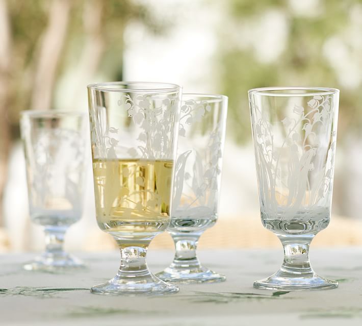 Monique Lhuillier Lily of the Valley Glass Wine Goblets - Set of 4 | Pottery Barn (US)