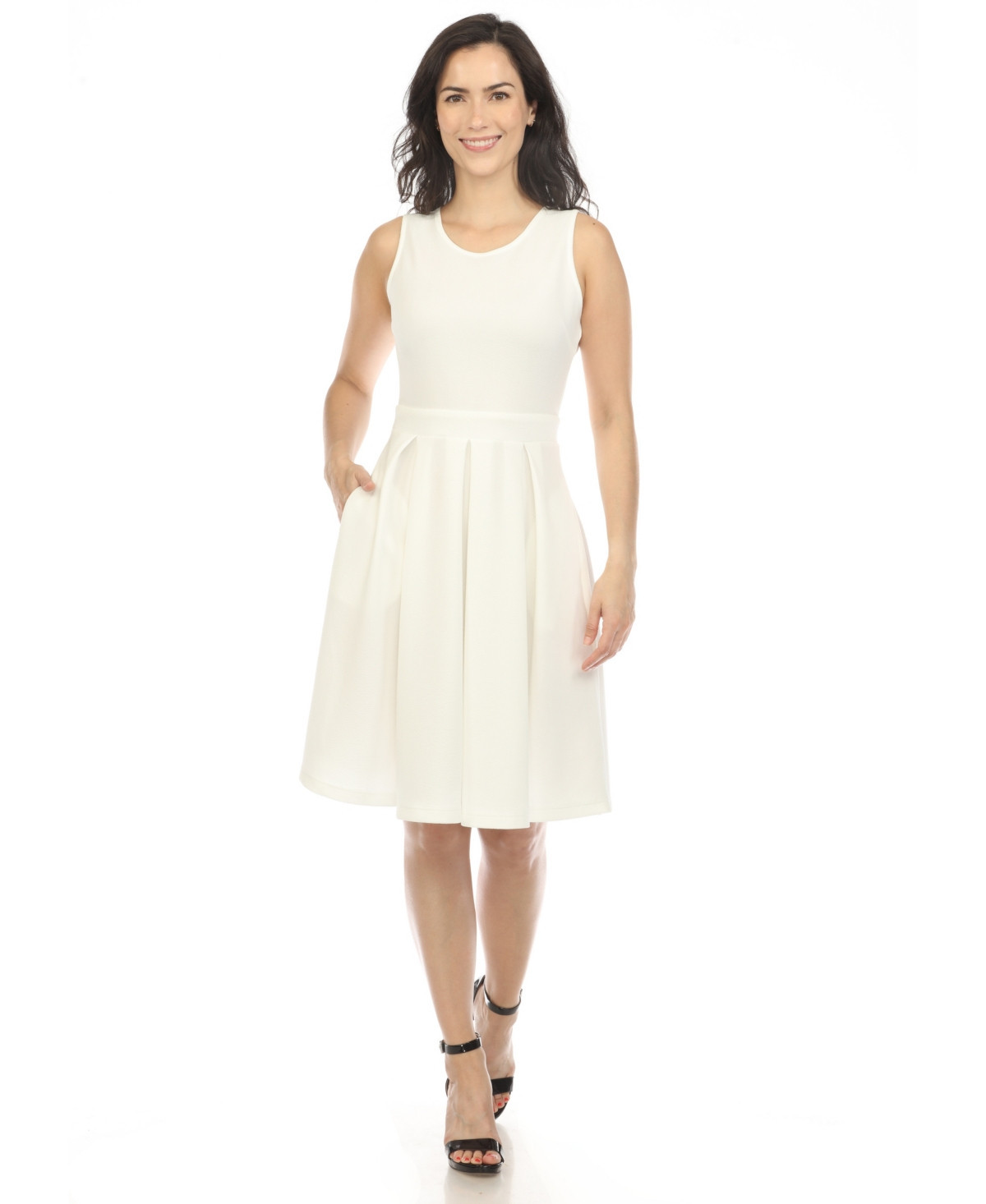 White Mark Women's Solid Fit and Flare Dress - White | Macy's