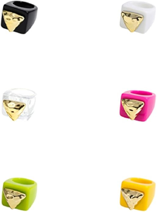 5pcs Y2K Style Chunky Retro Resin Acrylic Ring Plastic Rings Kids Ring Cute Colorful Candy Ring F... | Amazon (US)