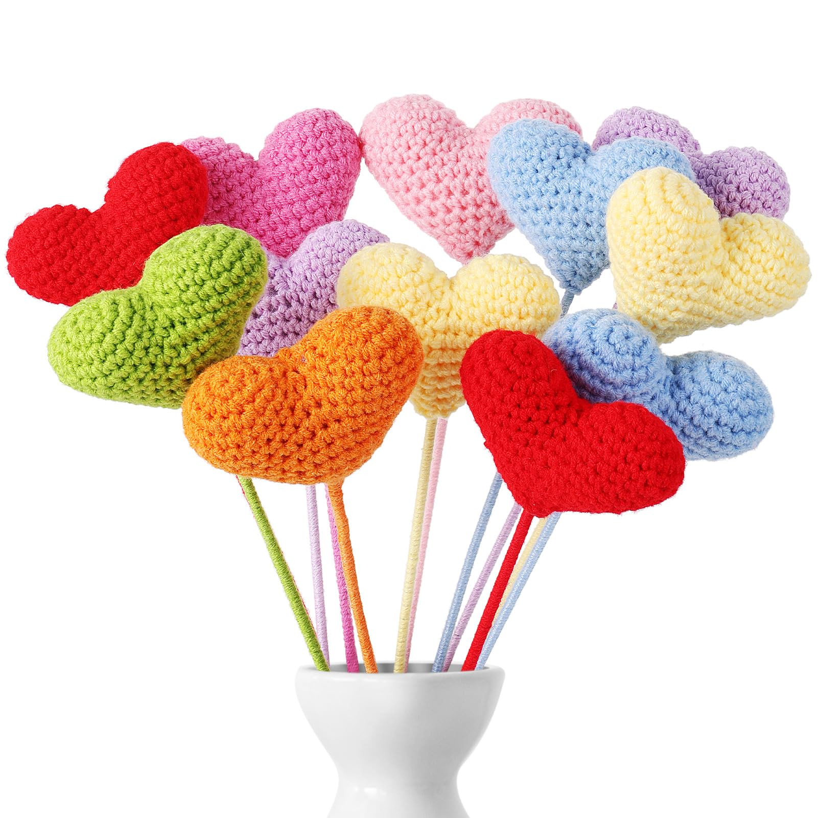 YoungJoy Crochet Rose 12 Pcs Handmade Knitted Flowers Tulip Sunflower Daisy Heart Artificial Knit... | Amazon (US)