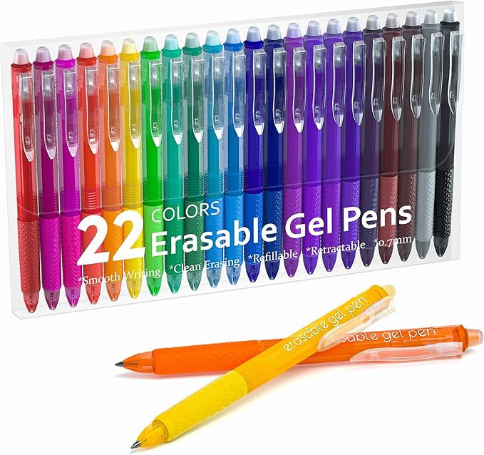 Erasable Gel Pens, 22 Colors Lineon Retractable Erasable Pens Clicker, Fine Point, Make Mistakes ... | Amazon (US)