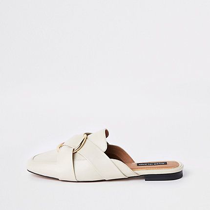 Womens Ecru ring backless loafers | River Island (UK & IE)