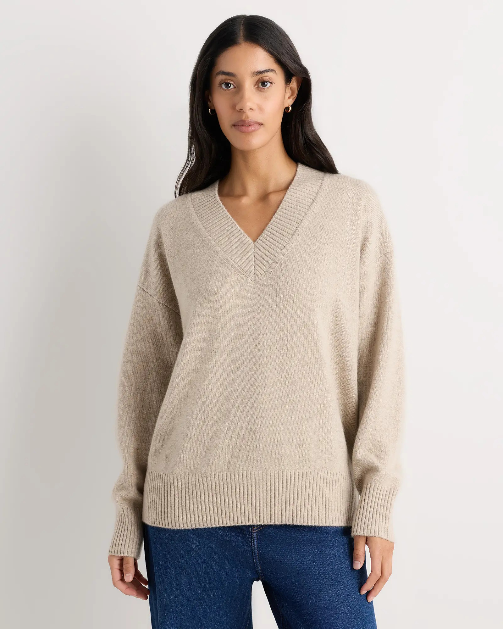 Mongolian Cashmere Oversized V-Neck Sweater | Quince