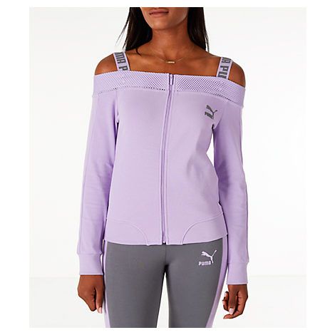 Puma Women's Off The Shoulder T7 Jacket, Purple | Finish Line (US)
