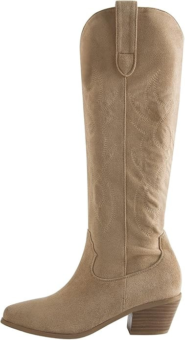Richealnana Cowboy Boots for Women Embroidered Square Toe Distressed Pull-On Cowgirl Knee High We... | Amazon (US)