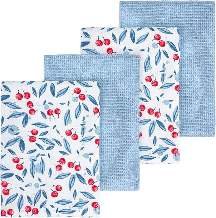 Kitchen Towel Tea Dishcloths Set: 4 Pcs 18 * 26 Soft Absorbent 100% Cotton Dish Towels for Kitche... | Amazon (US)