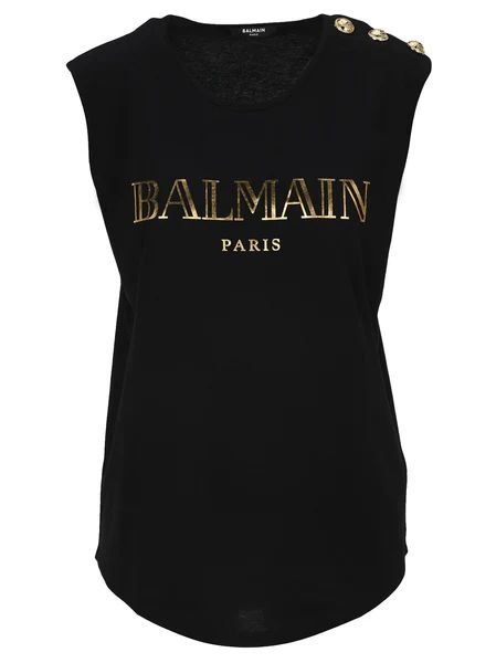 Balmain Logo Print Sleeveless Top | Cettire Global