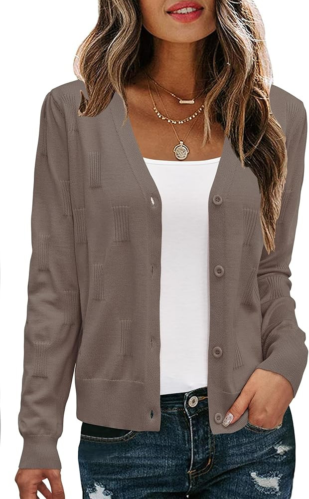 Arach&Cloz Women's Soft Cropped Cardigan Casual Lightweight Shrug Sweater Tops | Amazon (US)