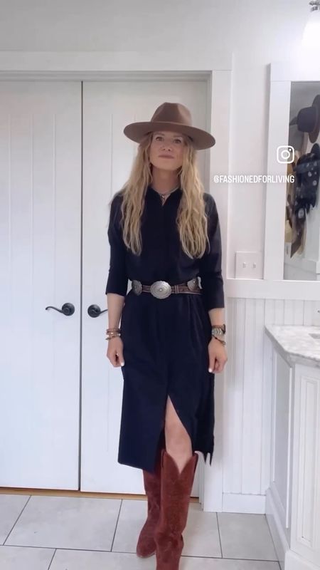 Country concert outfit idea.


Black shirt dress (athleta) - medium tall

Tall cowboy boots - Lucchese

Hat - urban outfitters

Belt - Ariat 


Cowgirl boots outfit. Concert outfit. Western outfit. Cowboy boots outfit. Tall cowgirl boots outfit. Western style. 



#LTKFestival #LTKover40 #LTKstyletip