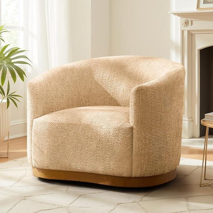 HULALA HOME Chenille Swivel Accent Chair, Fully Assembled, Comfy Upholstery Barrel Armchair with ... | Amazon (US)