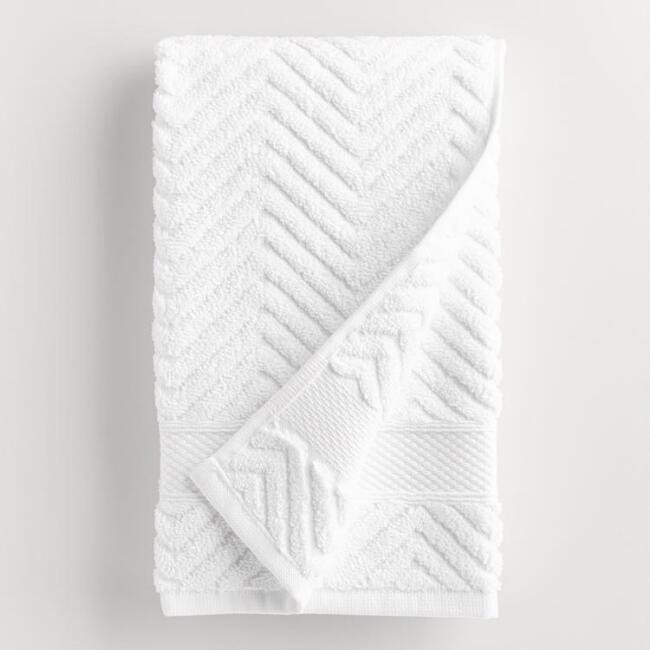 White Sculpted Chevron Hand Towel | World Market