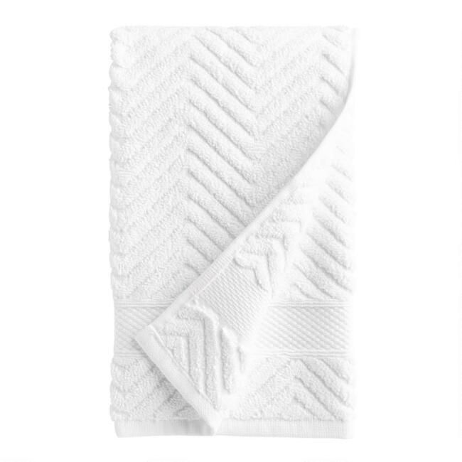 White Sculpted Chevron Hand Towel | World Market