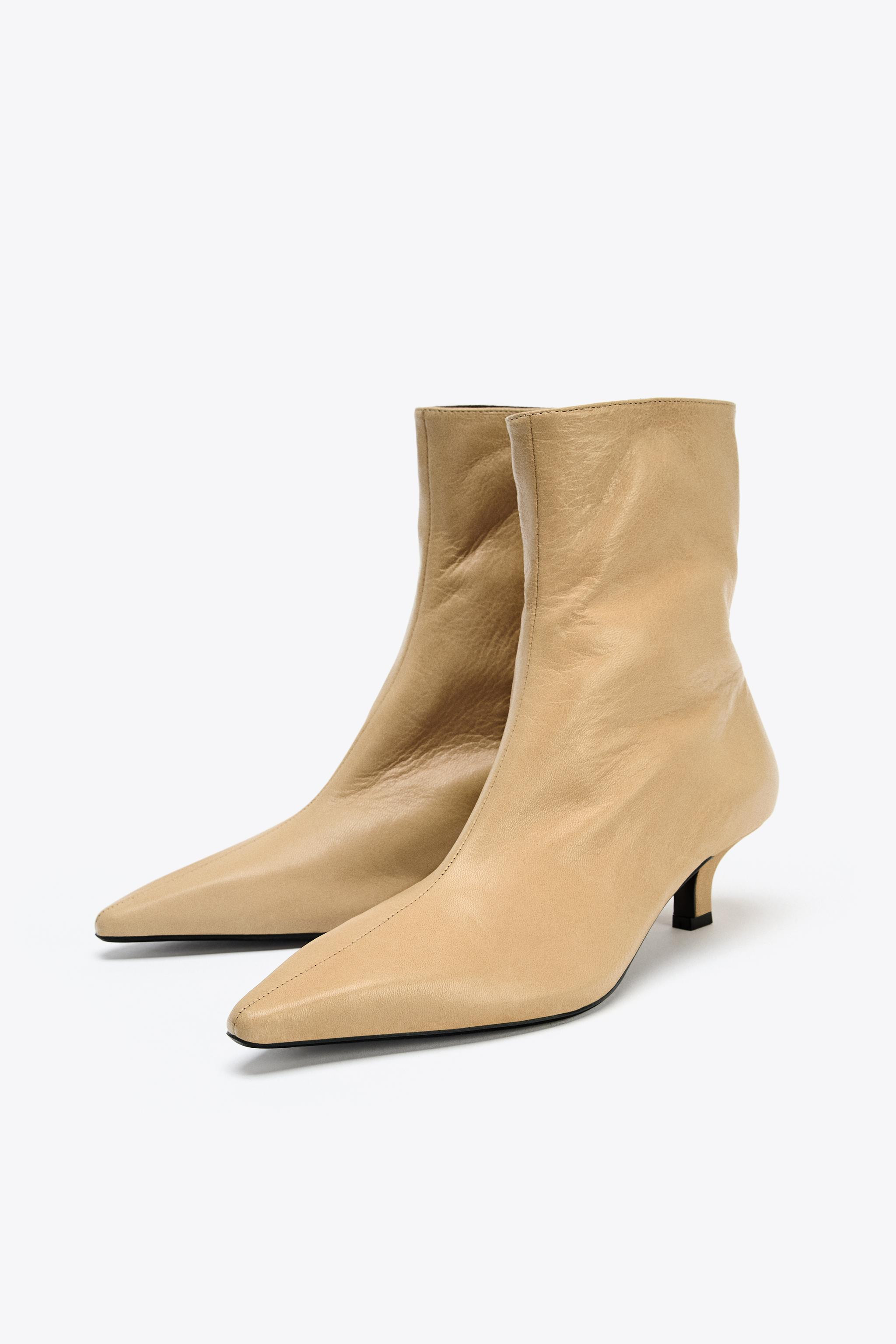 LEATHER HEELED ANKLE BOOTS | Zara UK