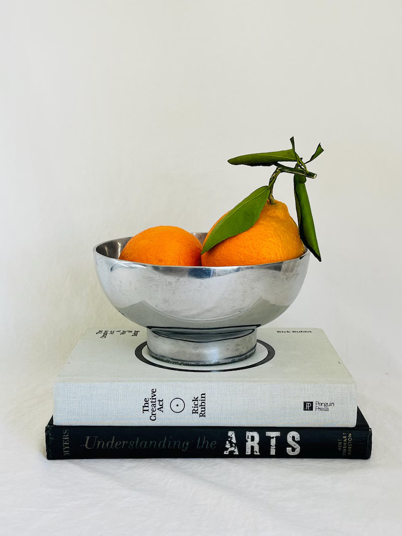 Bring a touch of minimalist style to your space with this silver decorative bowl with a pedestal ... | Etsy (US)